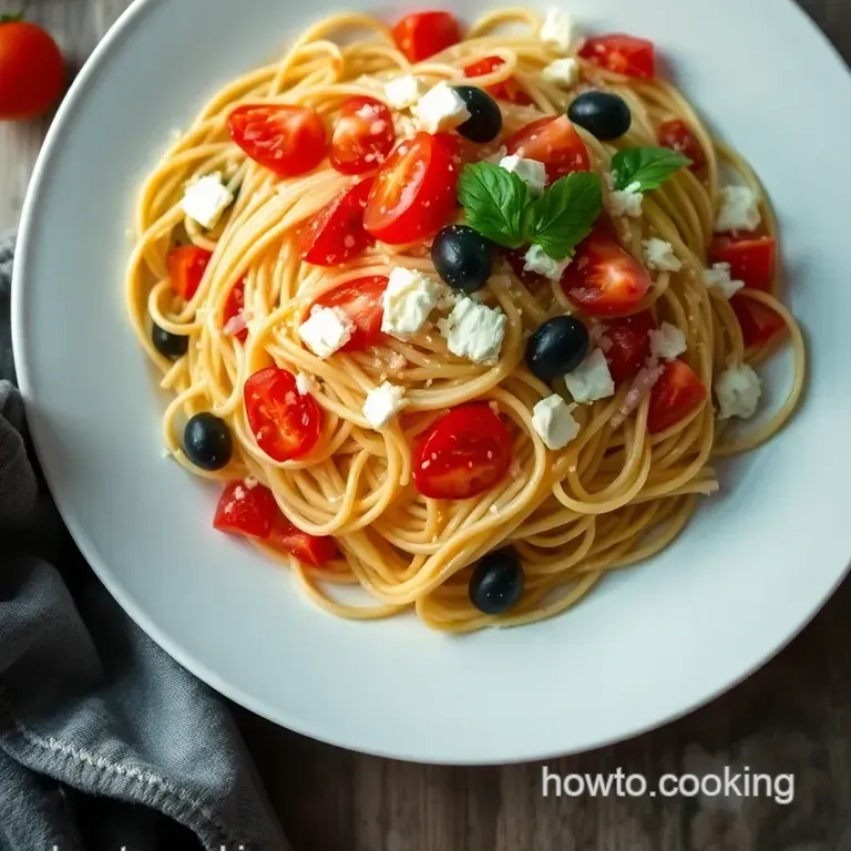 Mediterranean Spaghetti Salad: A Refreshing Twist on a Classic presentation