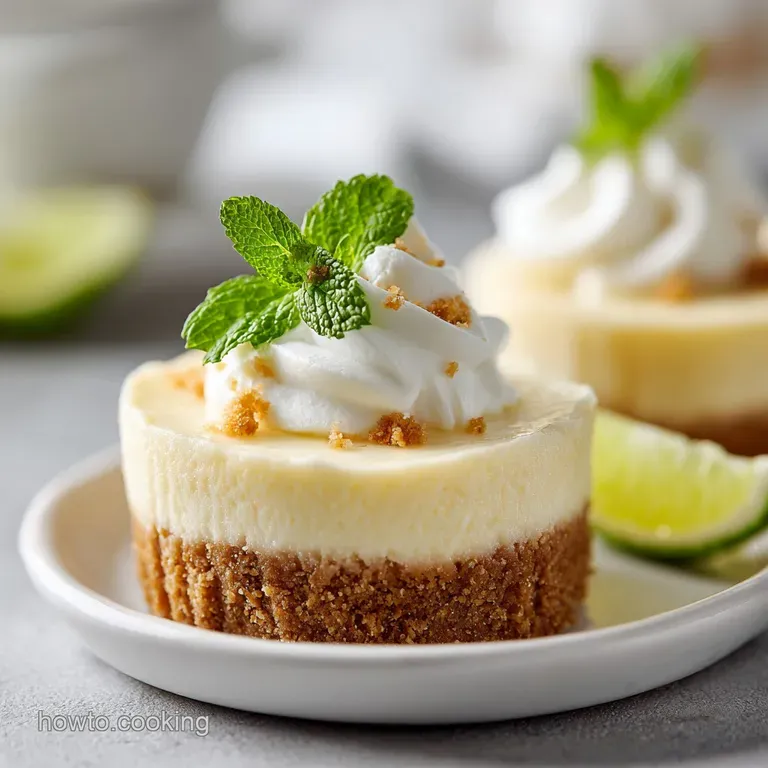 An individual key lime pie, perfectly portioned, adorned with a dollop of whipped cream.