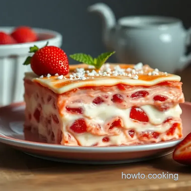 No-Bake Strawberry Jello Lasagna Delight