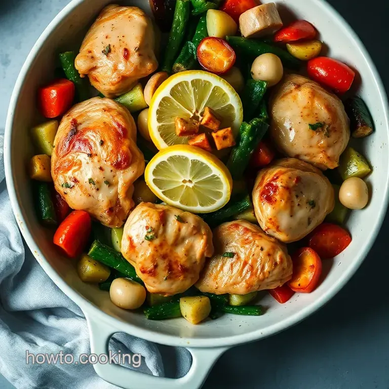 One-Pan Lemon Herb Roasted Chicken &amp Rainbow Veggies presentation
