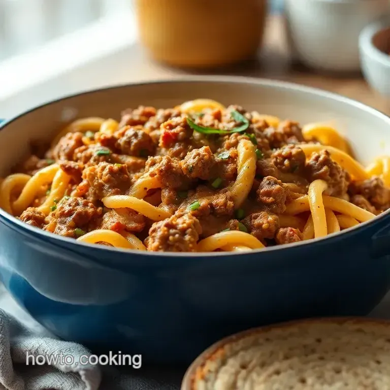 One-Pot Cheesy Ground Beef Pasta Delight