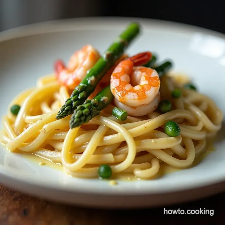 Effortless OnePan Creamy LemonGarlic Shrimp and Asparagus Pasta