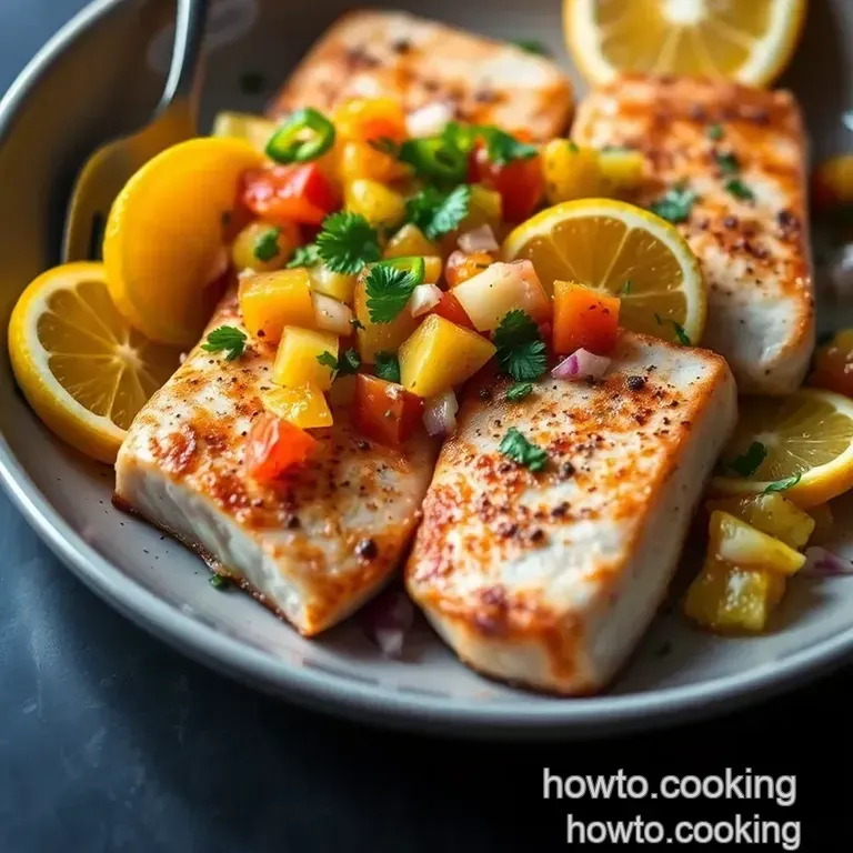 Pan-Seared Wahoo with Citrus Salsa presentation