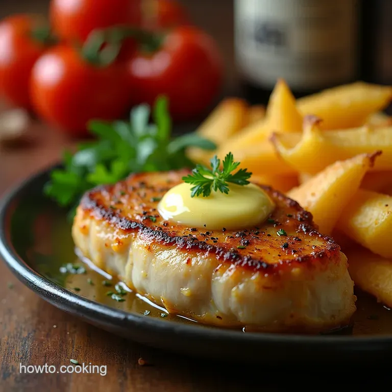 Panseared Steak with Rosemarygarlic Butter presentation