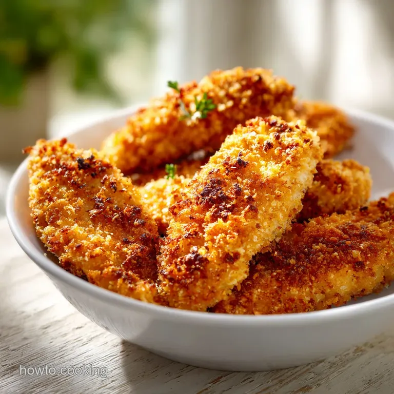 Sliced golden-brown poultry fillets resting on vibrant green asparagus with a fresh lemon wedge on a white plate.