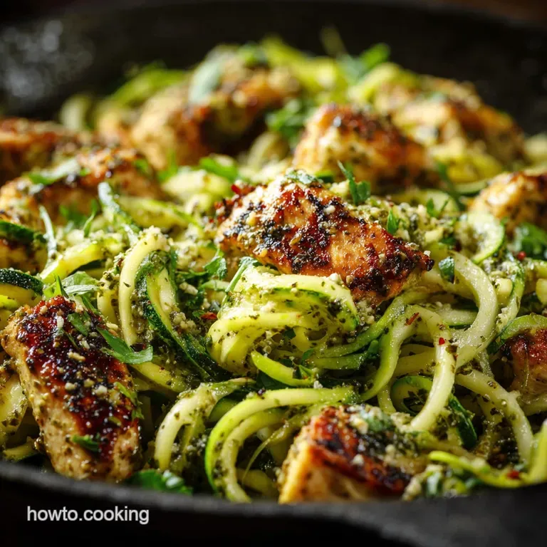 Pesto Chicken Zucchini Noodles: 25-Minute Meal presentation