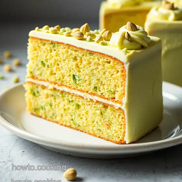 Pistachio Dream Cake with Rosewater Glaze presentation