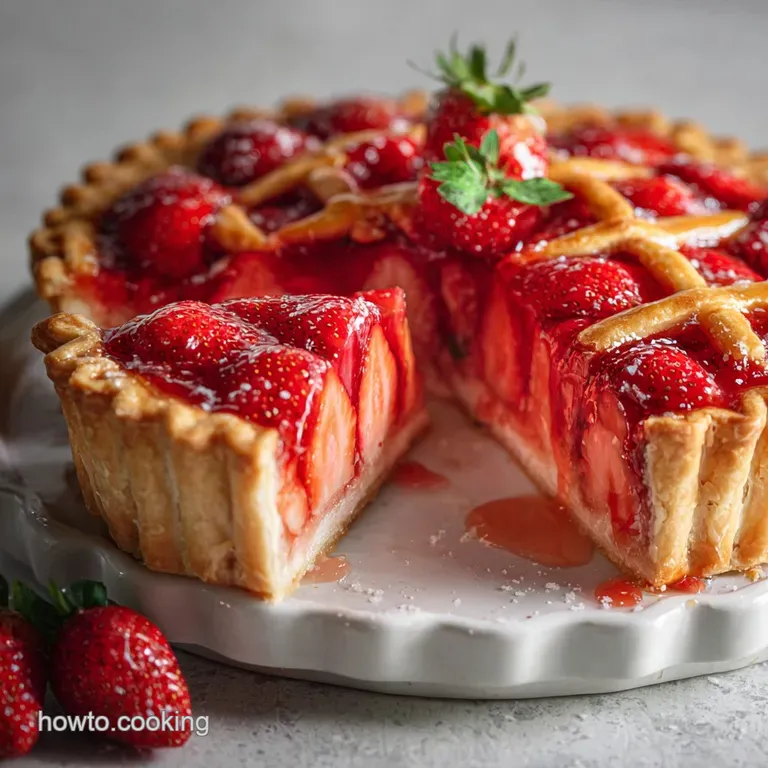 Slice of warm pie with a flaky crust, filled with glistening, vibrant jam. Steam gently rises, hinting at sweet fruit.