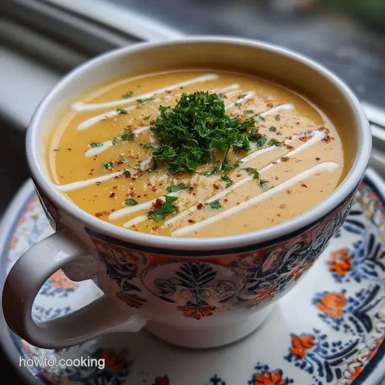 Elegant bowl of potato soup garnished with vibrant green chives and a swirl of cream, hinting at a warm, comforting meal.