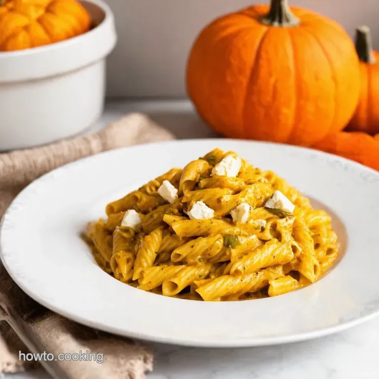 Pumpkin Feta Pasta with Toasted Walnuts and Sage presentation