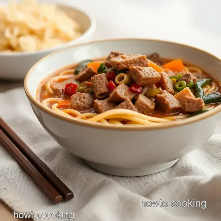Quick Beef Ramen with Savory Veggies presentation