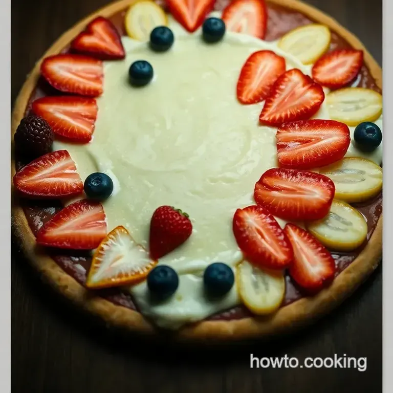 Rainbow Fruit Pizza on a Sugar Cookie Crust presentation