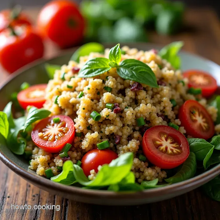 Rainbow Quinoa Salad with Lemonherb Dressing presentation