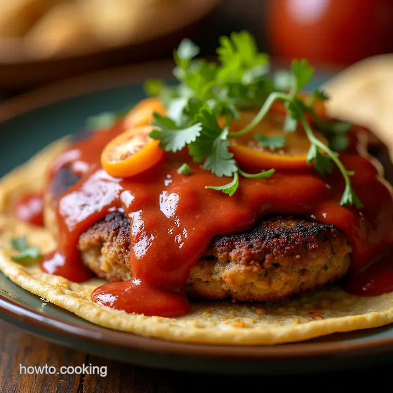 Red Sauce Rhapsody Mexican Comfort Meat Patties Tortitas De Carne Molida presentation