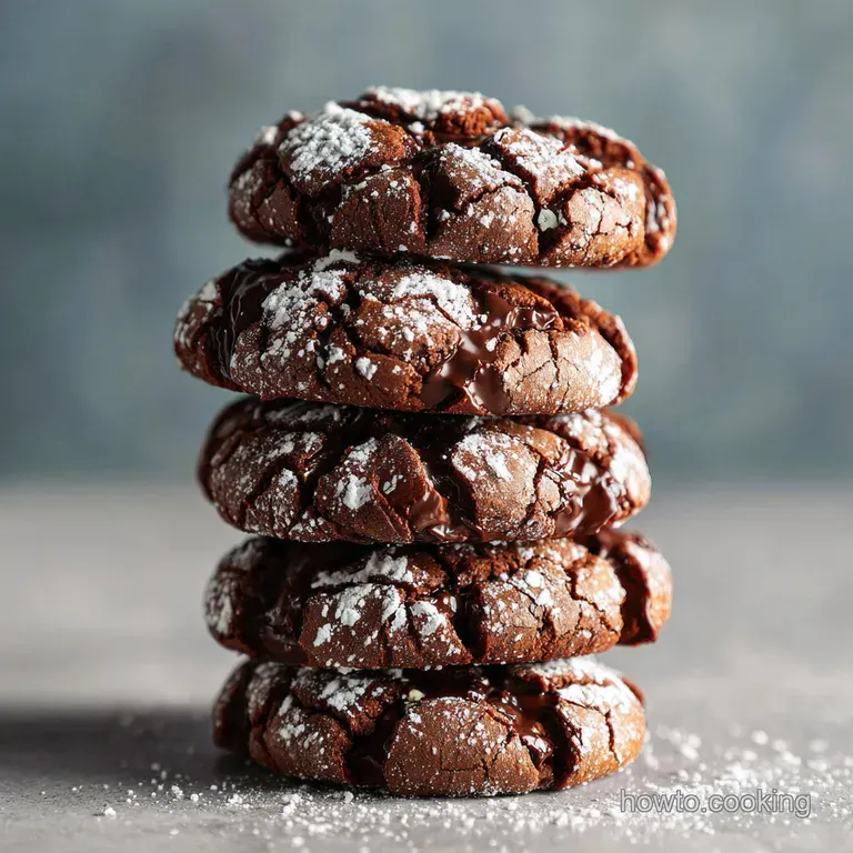 Stacked peanut butter cookies, dusted with white powdered sugar, creating a sweet, tempting visual on a white plate.