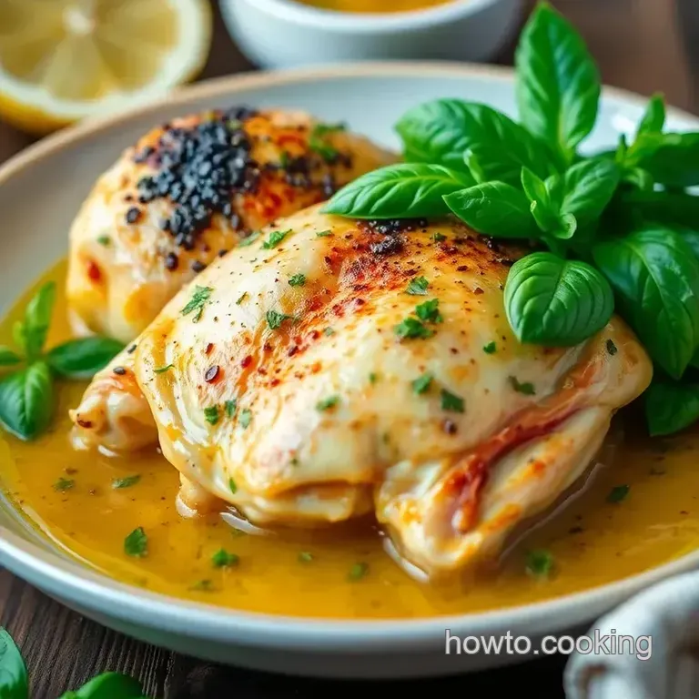Roasted Basil Chicken and Onion Soup presentation