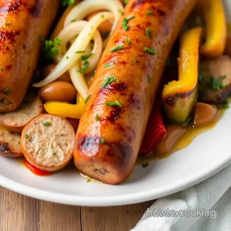 Roasted Italian Sausage with Colorful Vegetables presentation