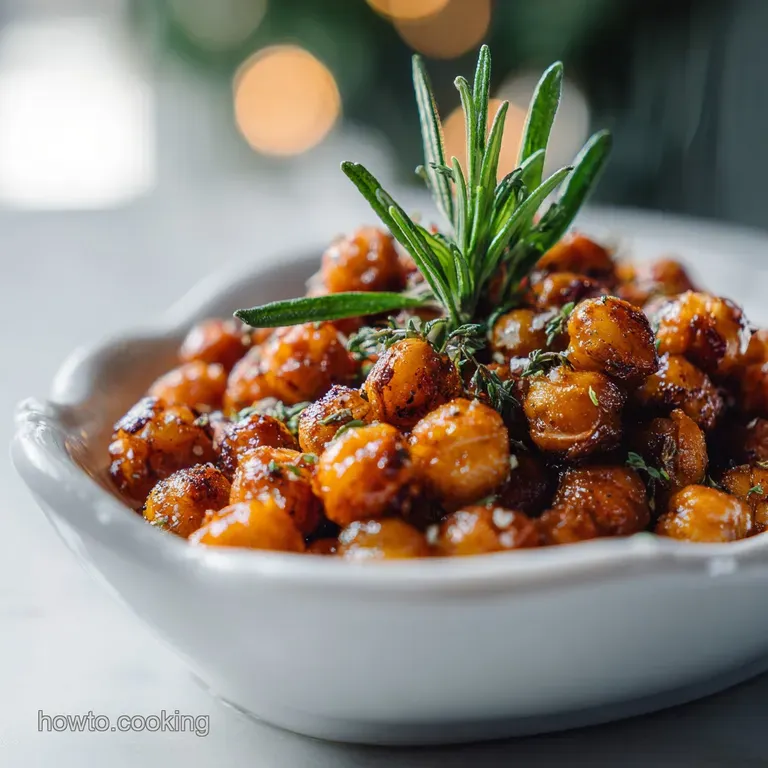 Elegant white plate featuring a small mound of vibrant, golden chickpeas with a garnish of fresh, green parsley, contrasti...