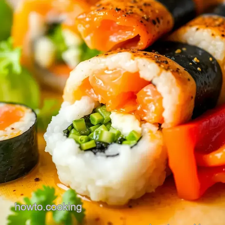 Salmon-Top Sushi Rolls presentation