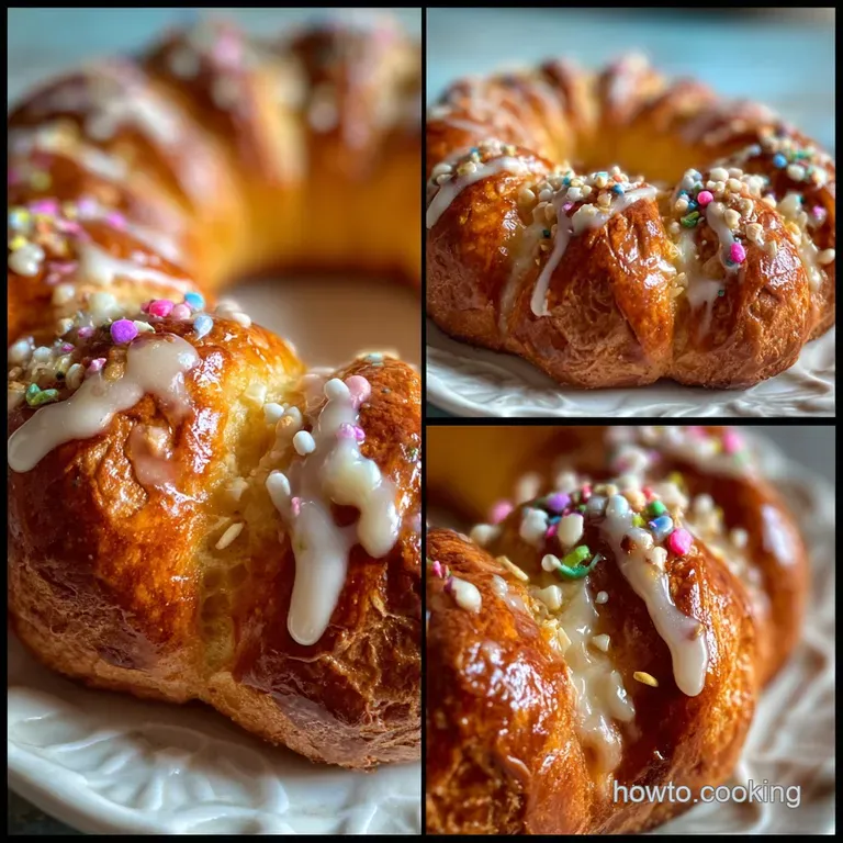 Slices of golden, airy bread revealing a hidden figurine, alongside a steaming mug, highlighting the festive tradition.