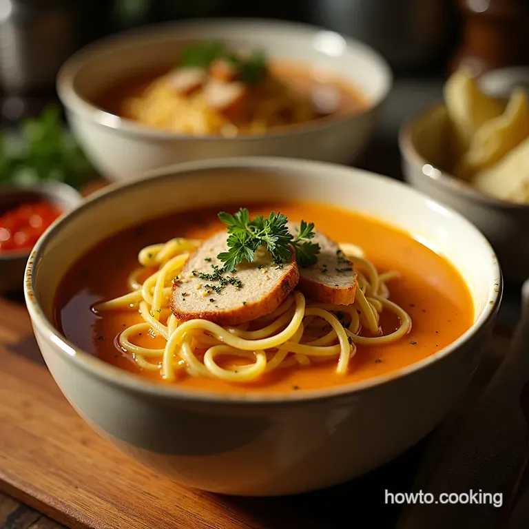 Rotisserie Chicken Herb Noodle Soup Comfort in a Bowl presentation