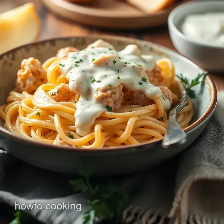 Sautéed Chicken Pasta with Creamy Ranch Sauce presentation