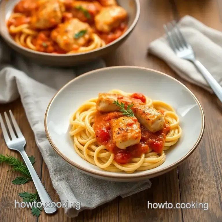 Saut&eacute;ed Chicken with Creamy Tomato Pasta presentation