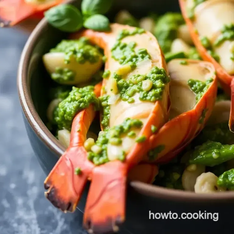 Pesto Langostino Zucchini Noodles presentation