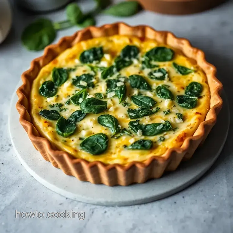 Savory French Delight: Classic Spinach and Cheese Quiche presentation