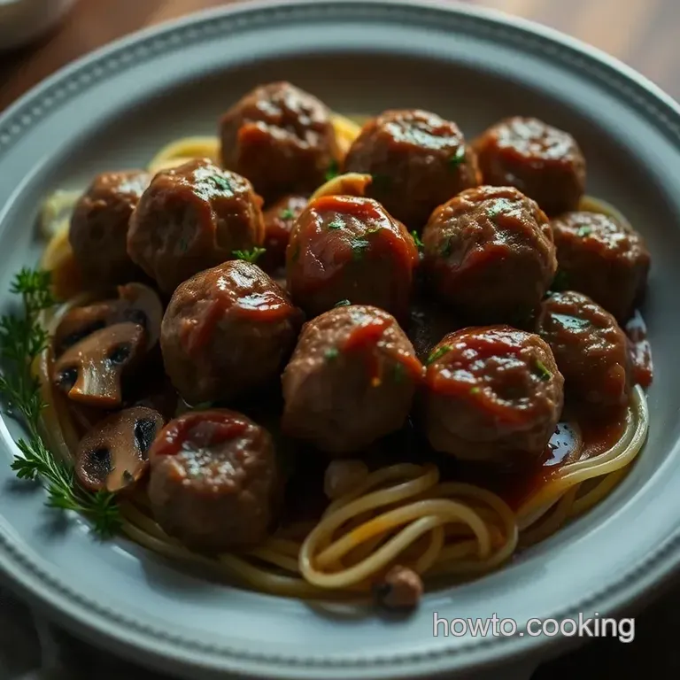 Savory Slow Cooker Salisbury Steak Meatballs presentation