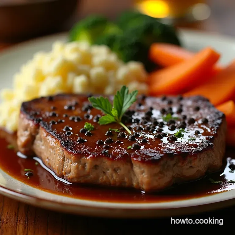 Savoury Panseared Steak in Homemade Black Pepper Sauce presentation