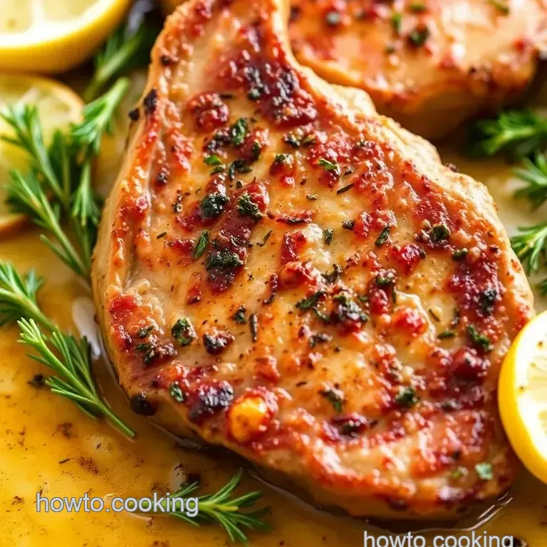 Herb-Crusted Bone-In Pork Chops on a Towel Bar presentation