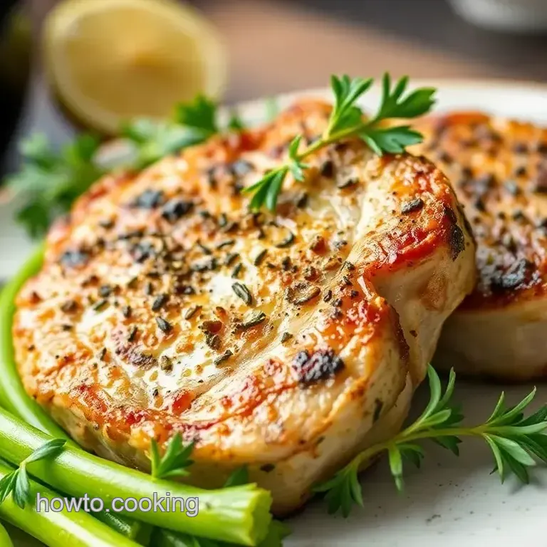 Herb-Crusted Bone-In Pork Chops on a Towel Bar