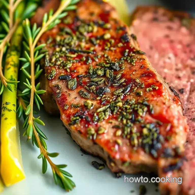Herb-Crusted Sirloin Steak with Garlic Butter presentation