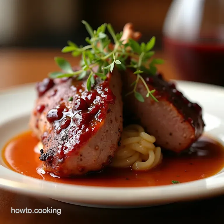 Seared Duck Breast with Cherry Port Wine Sauce presentation