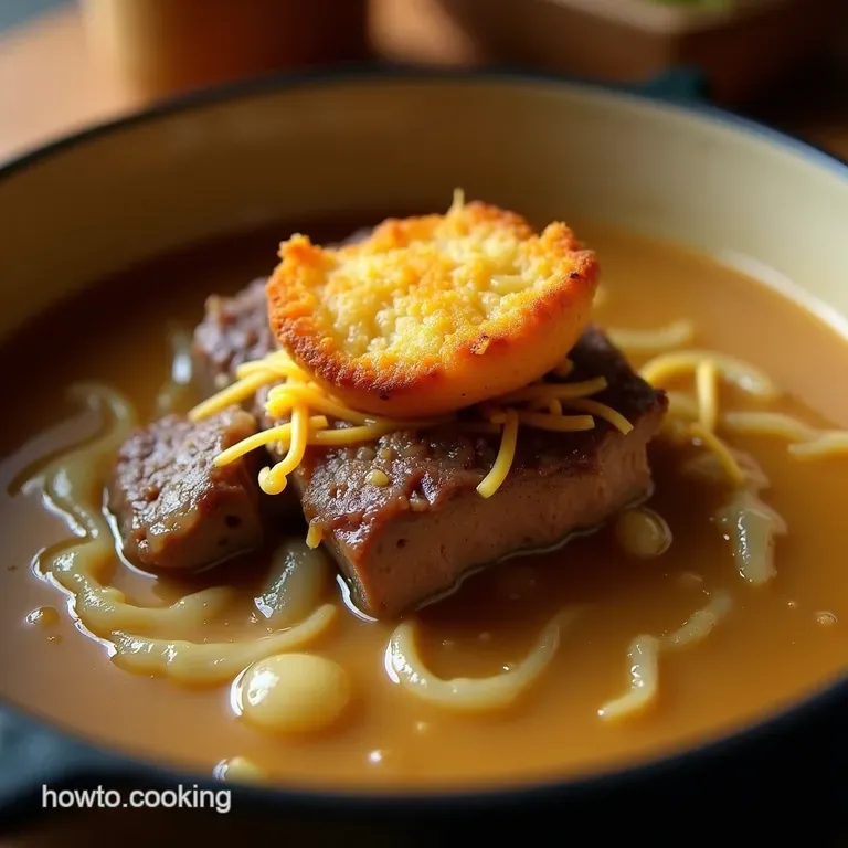 The Ultimate Slowbraised Short Rib French Onion Soup presentation
