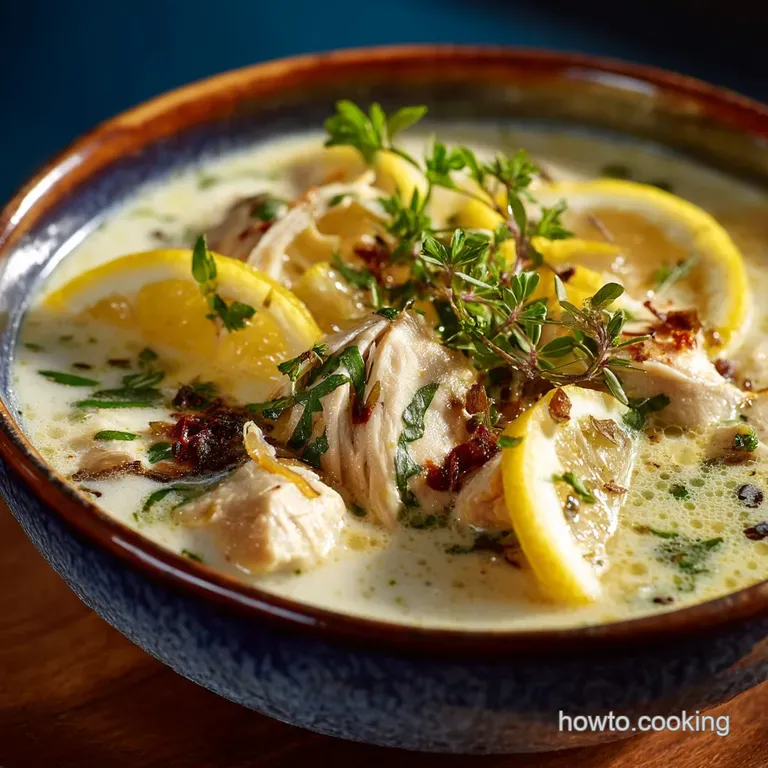 Sunshine in a Bowl Silky Lemon Chicken Soup Avgolemono Inspired presentation
