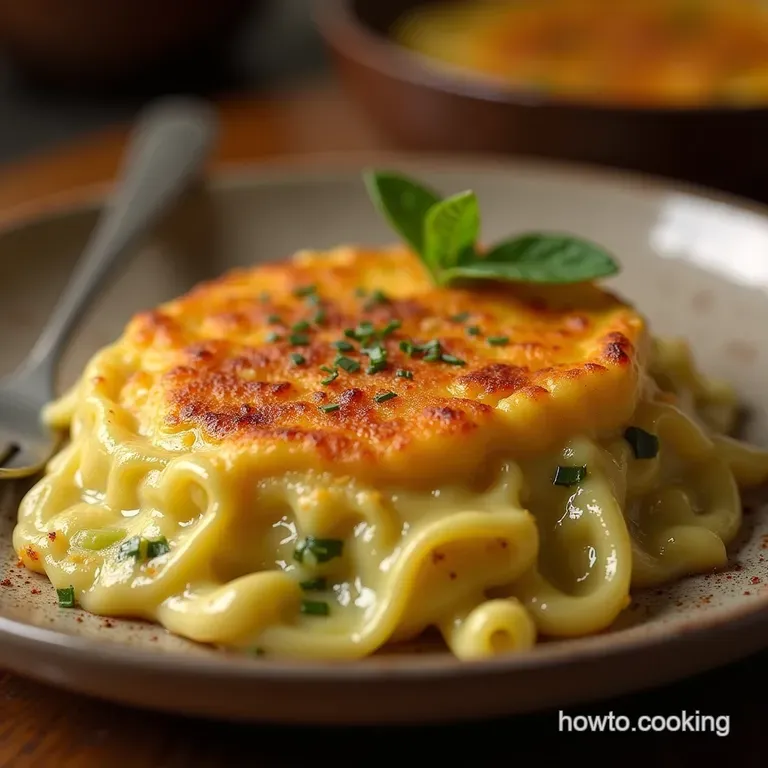 Silky Leek and Gruy&egrave;re Gratin a Goldencrusted Classic presentation