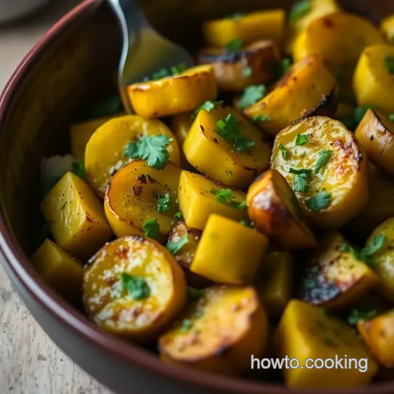 Simple Roasted Patty Pan Squash with Garlic and Herbs presentation