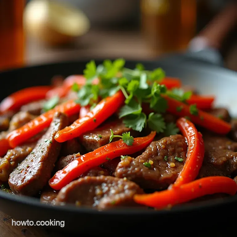 Sizzling Chinese Pepper Steak with Onions Wok This Way presentation