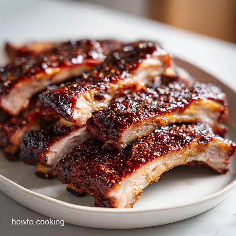 Plated ribs brushed with a glossy sauce, next to creamy coleslaw and grilled corn for a vibrant, summer meal.