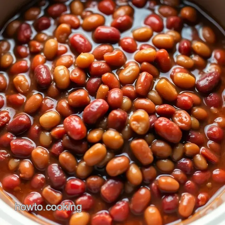 Slow Cooker Sweet and Savory Baked Beans presentation