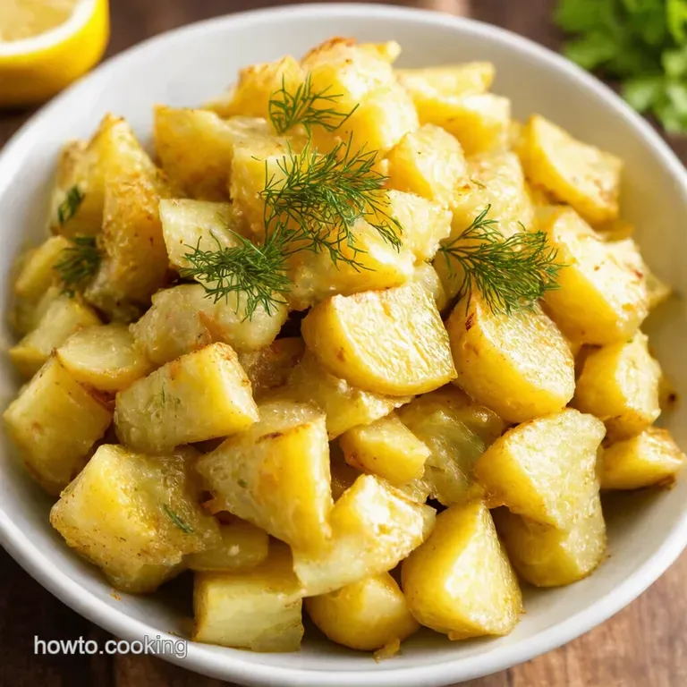 Smashed Crispy Potato Salad with Lemondill Dressing presentation