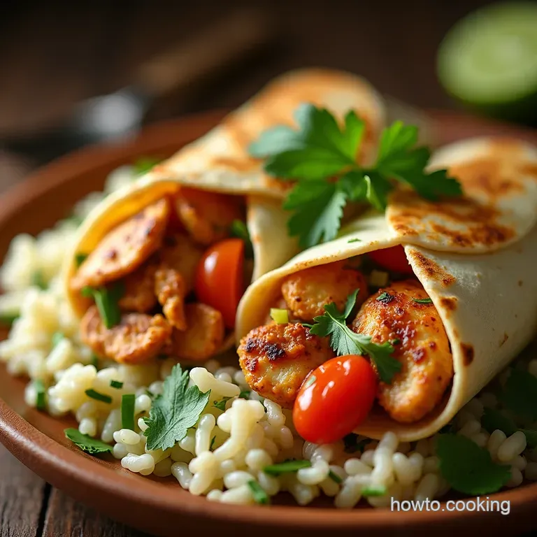 Smoky Chipotle Ranch Grilled Chicken Burritos with Cilantrolime Rice presentation