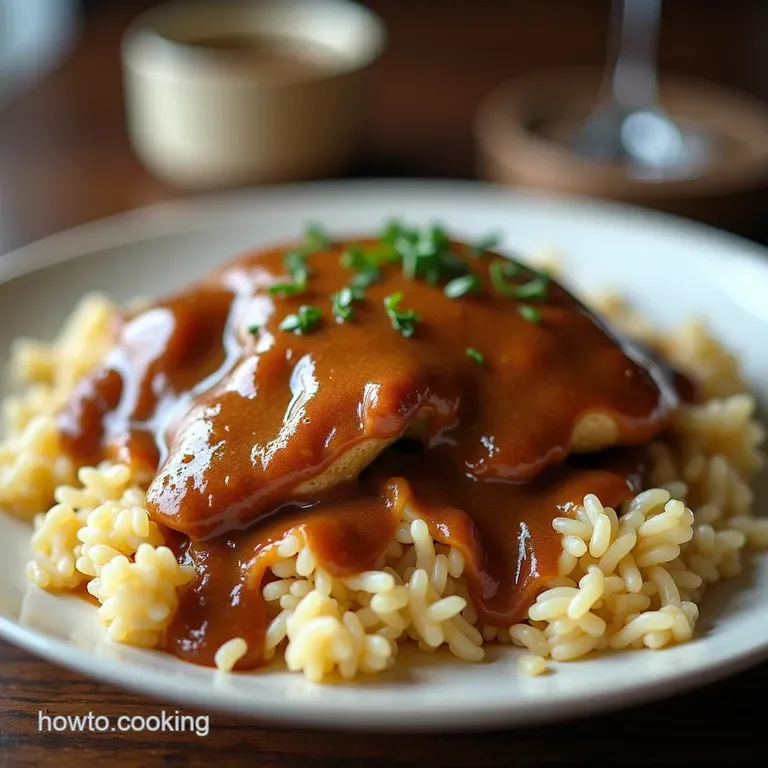 Southern Belles Smothered Chicken Rich Gravy over Fluffy Rice