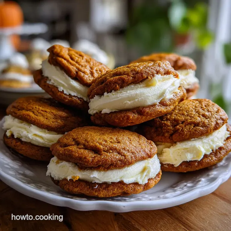 Soft Pumpkin Cream Cheese Cookies with Tangy Filling presentation