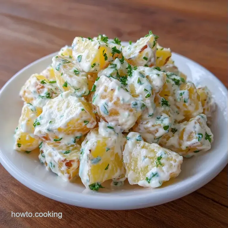 A chilled scoop of creamy white cubes garnished with bright chives and paprika on a minimalist white ceramic plate.