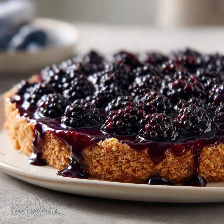 Warm purple berry cobbler topped with a melting scoop of vanilla ice cream on a polished white ceramic plate.