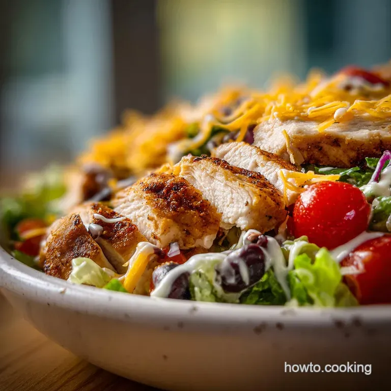 Artfully plated salad featuring vibrant greens, juicy tomatoes, and creamy avocado slices drizzled with a tangy dressing, ...