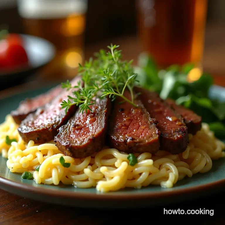 The Pub Lunch Hero Panseared Flank Steak with Lemonherb Creamy Orzo presentation